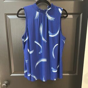 Apt. 9 Royal Blue Sleeveless Blouse with White Streaks
